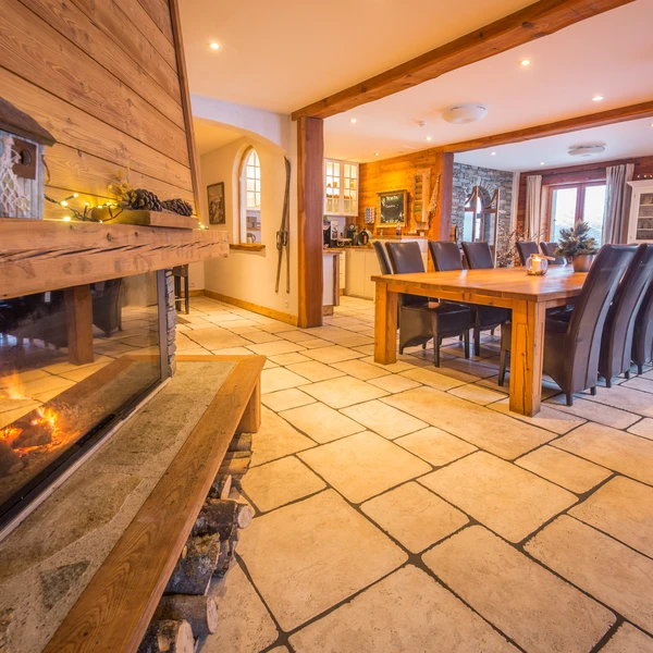 Large living room with fire place